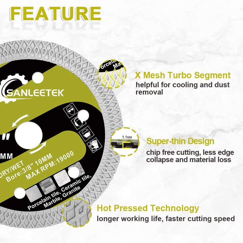 Diamond Tile Saw Blade 3"(75mm) - 4pcs X Mesh Disc