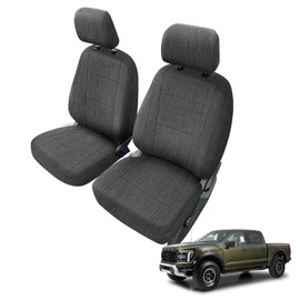 Kistrba Front Seat Cover Compatible with 2015-2025 Ford F-150 2017-2025 F250/F350/F450 Crew Cab, Heavy Duty Cationic Linen Fabric Seat Protector, Charcoal