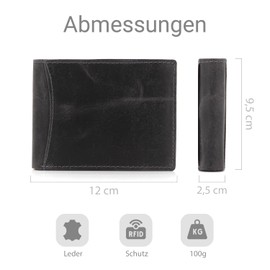 ekavale Men's Buffalo Leather Wallet - Vintage Men's Wallet with RFID Protection - Wallet for Men - Wallet Men for Everyday Use - Landscape Format Wallet, gray, Retro