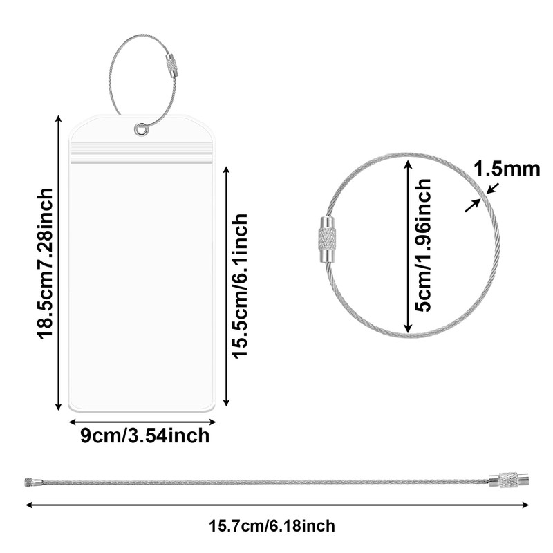 KLEBREIS 16 Pack Cruise Luggage Tag Holders Clear Waterproof PVC