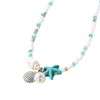 Sea shell necklace, rice beads adjustable braided collarbone chain blue