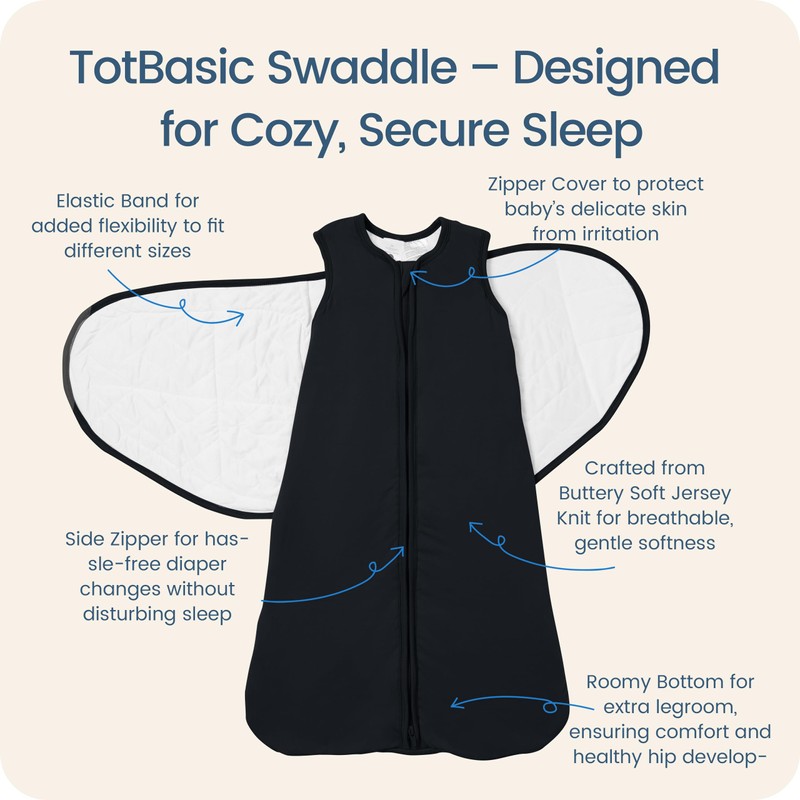 TOTBASIC Baby Swaddle Blanket 3-6 Months, 1.0 TOG 3-Way Adjustable
