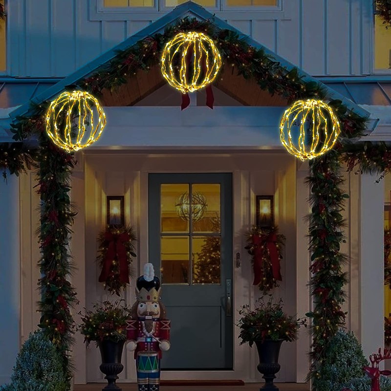 aonear Set of 3 Christmas LED Light Balls, Hanging Tree