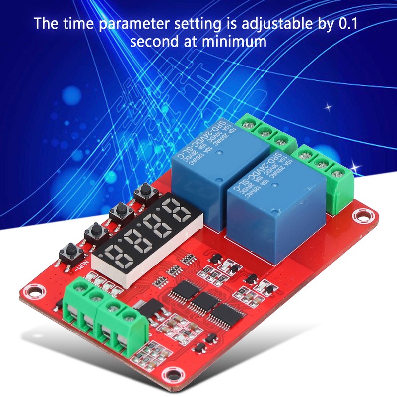Time Delay Relay Multi Functional 2-Channel Self Lock Cycle Timing