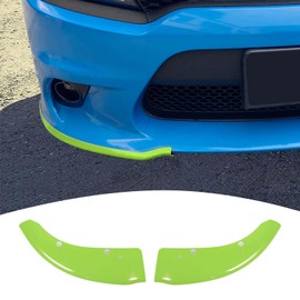  Click to see full view for Charger Front Bumper Lip Splitter Protector Cover Trim for 2015-2023 Dodge Charger Green Exterior Accessories 2pcs, Not for SXT/Widebody
