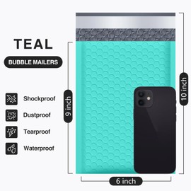 UCGOU Bubble Mailers 6x10 Inch Teal 50 Pack Poly Padded Envelopes Small Business Mailing Packages Opaque Self Seal Adhesive Waterproof Boutique Shipping Bags for Jewelry Makeup Supplies