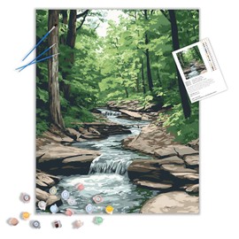 ARNLRDYA National Park Paint by Numbers for Adults, Cuyahoga Valley Forest Paint by Number Kits, Rivers and Streams Scenery DIY Acrylic Painting for Gift Home Wall Decor(16×20inches, Unframe)