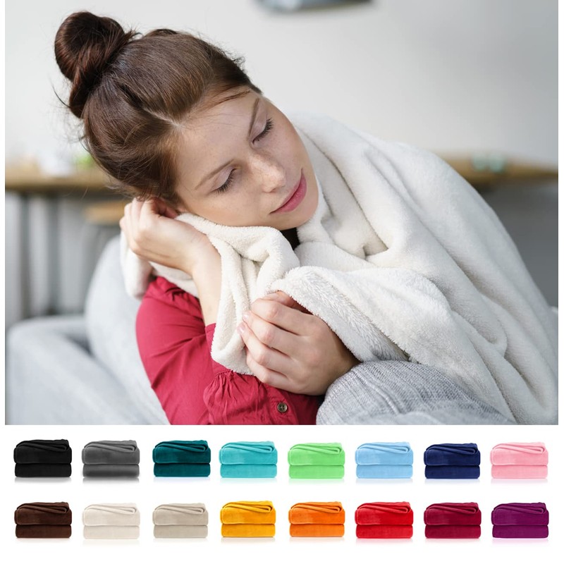 heimtexland Cuddly Blanket, Fluffy Flannel Blanket, Warm OEKO-TEX Bedspread Throw,