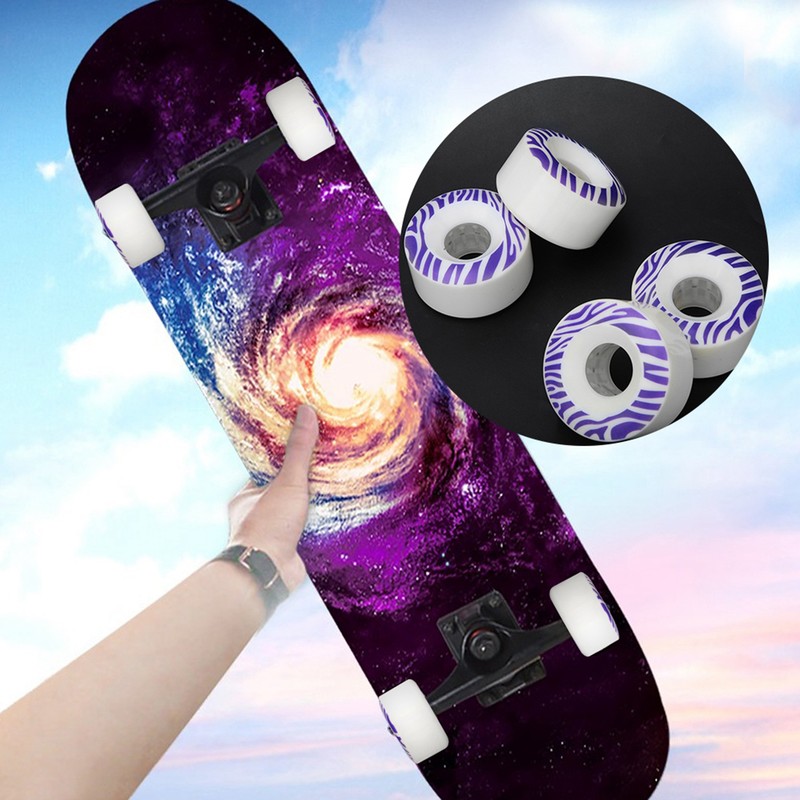 4Pcs 55x33mm PU Double Warped Skateboard Skate Skating Wheels Brush