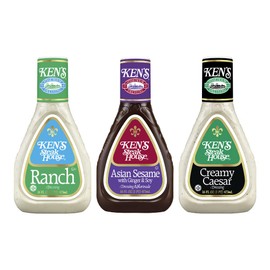 Ken's Steak House Creamy Caesar, Ranch, Asian Sesame Dressing Variety Pack,16 FL OZ. (Count of 3)