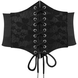 JASGOOD Women’s Elastic Costume Waist Belt Lace-up Tied Waspie Halloween Corset Belts for Women