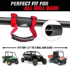 Frokom UTV Grab Handles Grip,Roll Bar Grab Handles for 1.5 to 2" Roll bar cage Fit for Polaris RZR, Can Am X3, Kawasaki Mule Teryx, Honda Pioneer,CFMoto Zforce, Yamaha Rhino-2 PCS Red