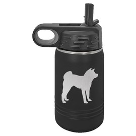 Akita Dog Insulated Water Bottle | Stainless Steel | Akita Dog Lover | Akita Gifts (12 oz, Black)
