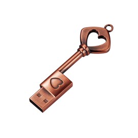 GARRULAX USB Flash Drive, 8GB / 16GB / 32GB / 64GB USB 2.0 Metal USB Memory Stick Date Storage Pendrive Thumb Drives (Heart Key, 32GB)