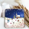 Christmas Coasters, Pack of 6 cork coasters - Snowy Church.