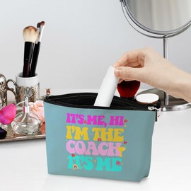 jeilink 4 Pack Funny, Coach Gifts, Basketball Coach Gifts Appreciation Makeup Bag Funny Cosmetic Bags Thank You for Women Soccer Cheer Gymnastics Football Best Friend Coworker Birthday Christmas