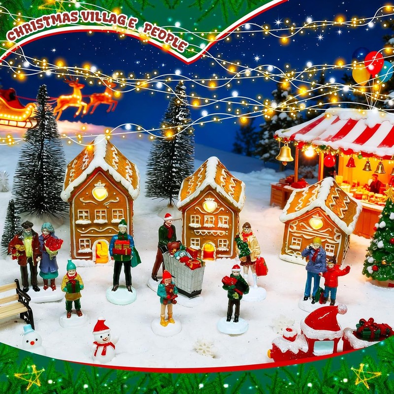 GW Box 8 Pcs Christmas Village People Figurines