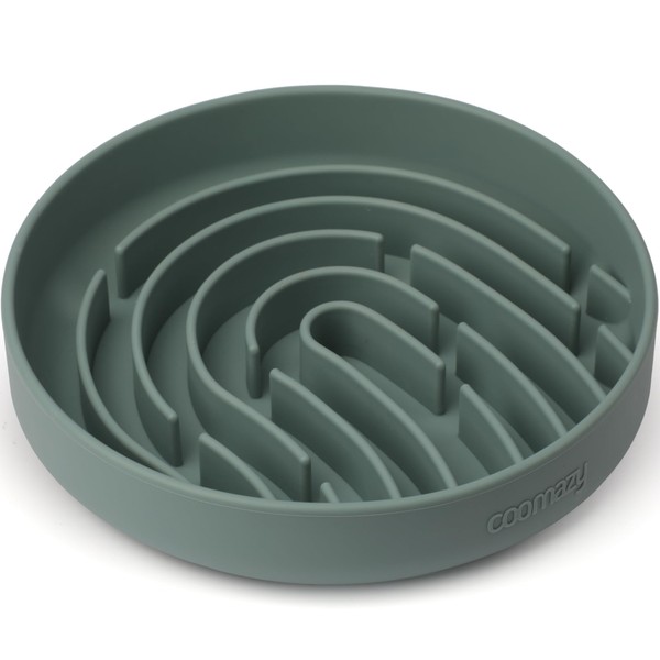 Coomazy Silicone Slow Feeder Dog Bowl(3.8 Cup), Pet Slow Food Bowls for Small Medium Large Breed, Slow Down Pet Eating Speed for Prevent Choking Promote Digestion, Green