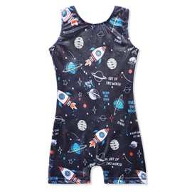 HOZIY Gymnastics Leotard for Toddler Girls Rocket Space Black Stars Tumbling Outfits Biketard Sparkly 2t 1t Dance Gymnastic Clothing