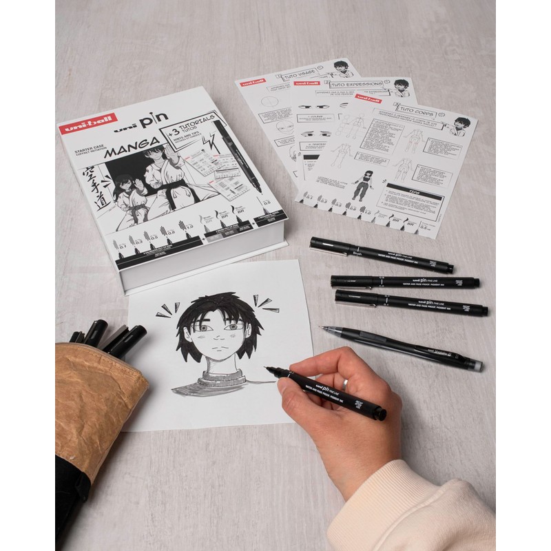 uni-ball PIN Black Ink Felt Tip Pen Fineliners. Manga Starter