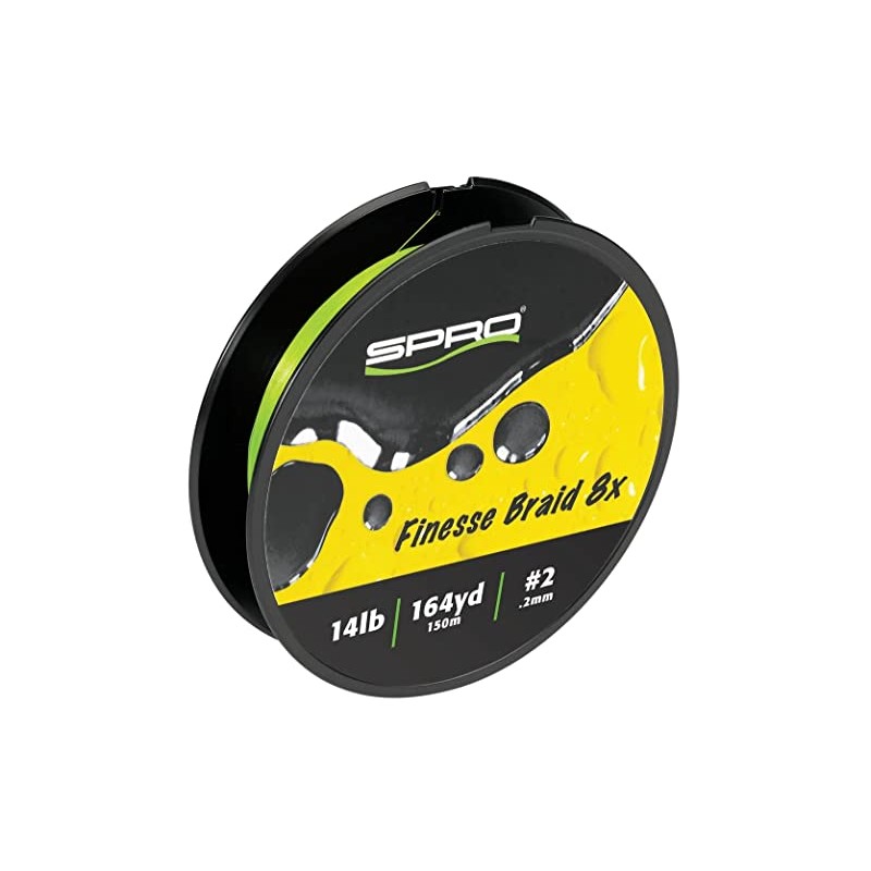 SPRO Fishing SFB8X-14LGM150 Finesse Braid 8X 14Lbs 150M/164Y Lime Green