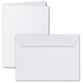 ARTOZ 25 x DIN A6 Folding Card Set with Envelopes - Blossom White (White) - 105 x 148 mm - Ribbed Craft Cards Blank with Envelopes - 220 g/m²