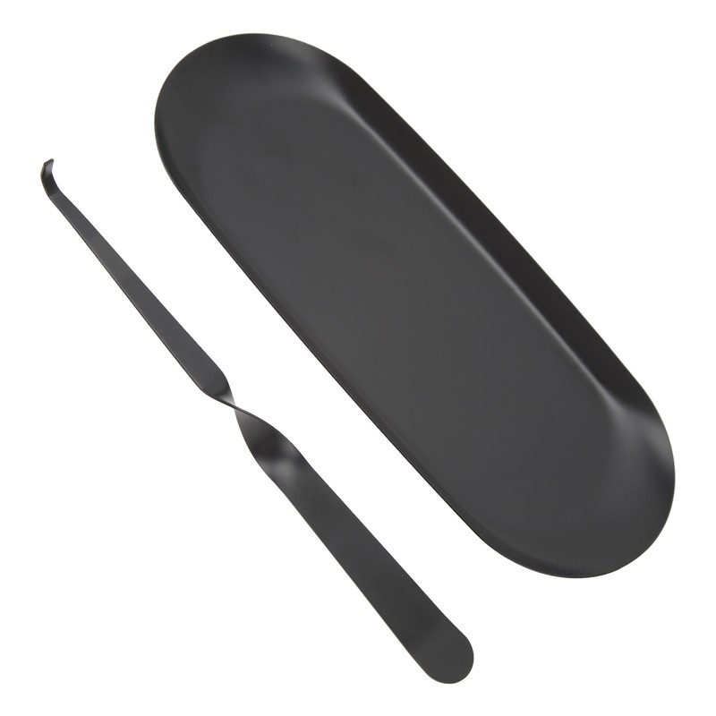 Candle Holder Tray with Wick Dipper Decorative Oval Shape Mattee