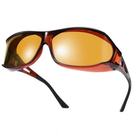 TINHAO Men's Wide View Polarized Sunglasses, For Driving, Fishing, Golf, Sports, UV400, Non-Slip Adjustable, brown frame & brown lens