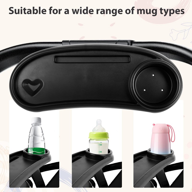 Universal Stroller Snack Tray with Cup Holder and Silicone Flexible