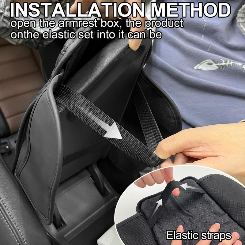 Leather Car Armrest Cover, Universal PU Leather Center Console Cushion