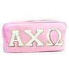 Alpha Chi Omega Nylon Makeup Travel Bag, Glitter Greek Letter