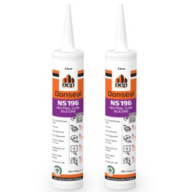 DCP Donseal NS196 Silicone Caulk Sealant 2 Pack – 100% Silicone Tube for Bathroom, Kitchen, Outdoor, Bathtub and Window Seal, 10.1 fl oz – Clear