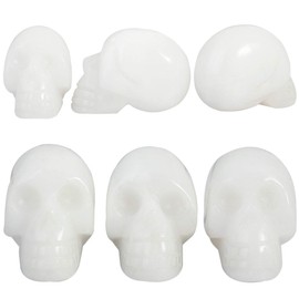 mookaitedecor 1.5 Inch Hand Carved Crystal Skull Sculpture Gemstone Statue Figurine Collectible,White Jade