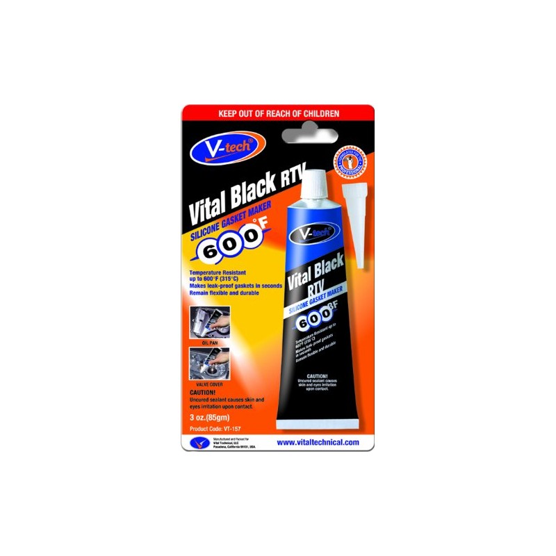 Streetwize VT-157 Vital Black RTV Gasket Makers 85 g