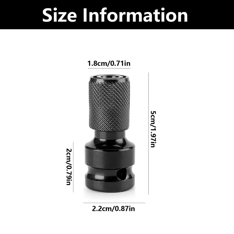 2 PCS 1/2 Square Drive to 1/4 Hex Shank Socket