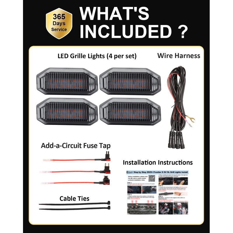 LED Front Grill Lights for Nissan Frontier 2025 2026 S