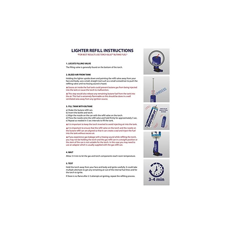 Turbo Blue 18 ml Butane Fuel Refill for Torch Lighters