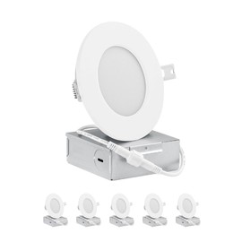 QPLUS Home 6-Pack 4-Inch Slim-Panel Recessed Light, White, 4000K Cool White