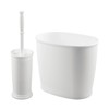 iDesign Small Oval Plastic Bathroom Trash Set of 2-White Waste