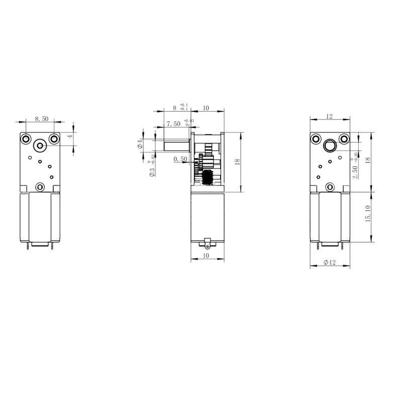 12V DC Geared Motor with Fixed Base Single Shaft Brushed