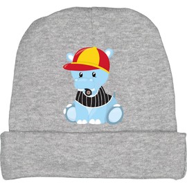 inktastic Basketball Referee Hippo, Cute Hippo, Referee Cap, Whistle Baby Beanie Hat Small Heather Grey 45c5b