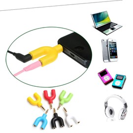 COHEALI Audio Splitter Adapter for Headphones U Shaped Stereo Connector Connect of Earphones to Media Player Compatible with All Digital Devices Random Color Random Color