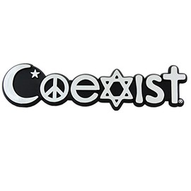 Coexist Plastic Auto Emblem - [Silver][5'' x 1 3/4'']