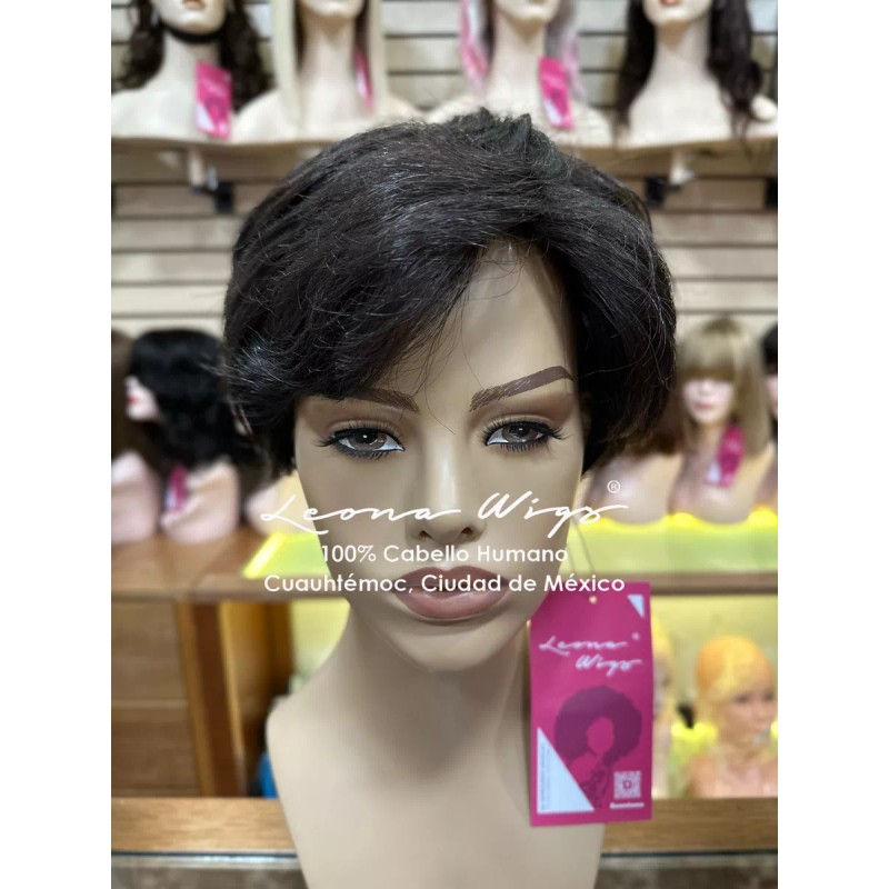 Leona Wigs Peluca Oncológica Castaño Oscuro 100% Cabello Humano