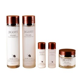 Jigott Crema, emulsión y tónico hidratantes con baba de caracol, revitaliza la piel contiene 410 ml. Essence Cuidado de la Piel 3Set                  