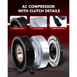 GDSMOTU AC Compressor with Clutch Fits for INFINITI for QX60 for JX35 3.5L 2013-2015 for Nissan for Maxima for Murano for Pathfinder for Quest 3.5L, CO11319C, 6512742