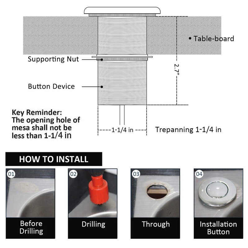 Garbage Disposal Air Switch Kit for SinkTop Waste Disposal with