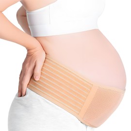Checkzed Pregnancy Belt - Back Support Band for Maternity, All Stages of Pregnancy & Postpartum Belly Belt (Beige) - Gestation Belts Support for Mom Presents,Abdominal Binder