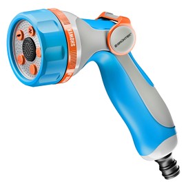 GRÜNTEK Ultralight Hand Shower Garden Multi Shower with 5 Jet Types, Garden Shower with Ergonomic Handle and Comfortable Thumb Control, Universal Quick Connection