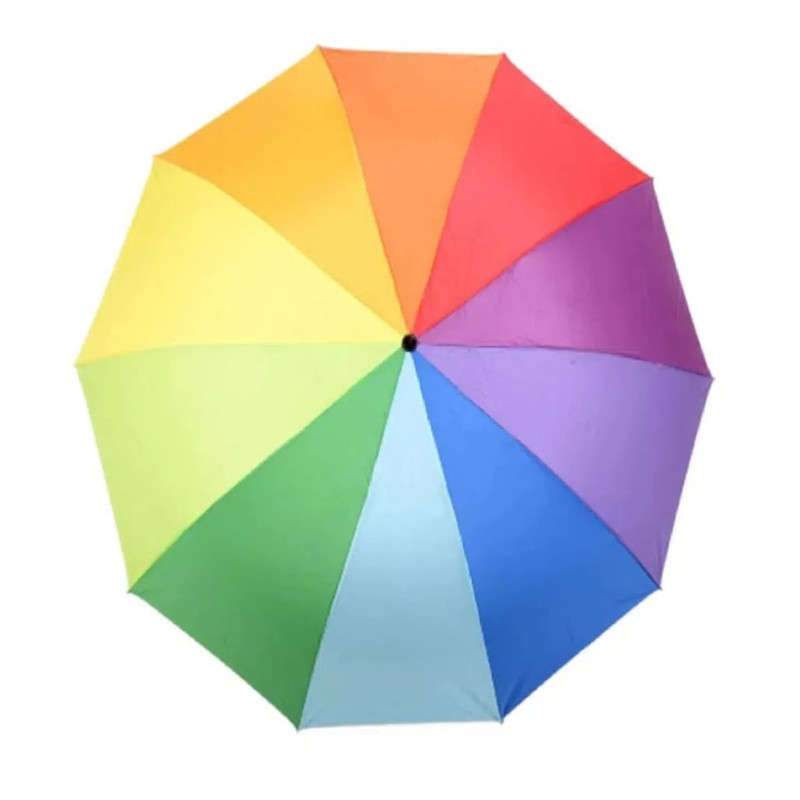 GZYFUVALW Rainbow Color Umbrella 10 Rib Strong Wind Resistant Frame,